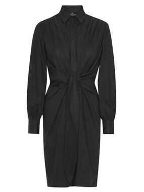 Karmamia Mila Dress Coal Black Size S NWT Midi Shirt Dress Tie Waist